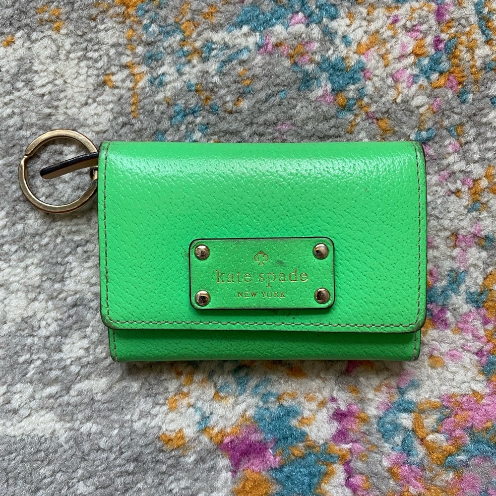 Kate Spade Green Natalie Wellesley Fold Snap ID Card Wallet
